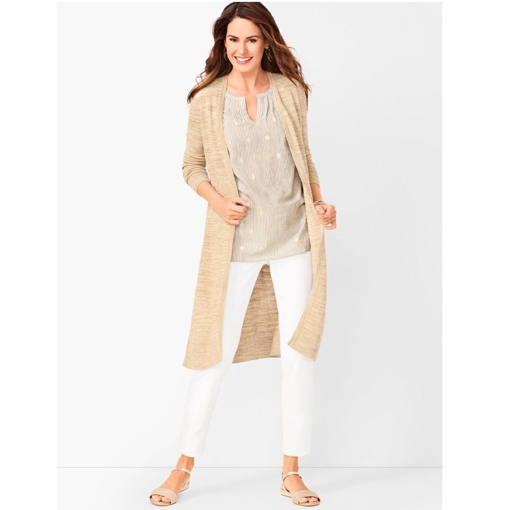 Talbots Lightweight Duster Longline Cardigan Size M Petite
